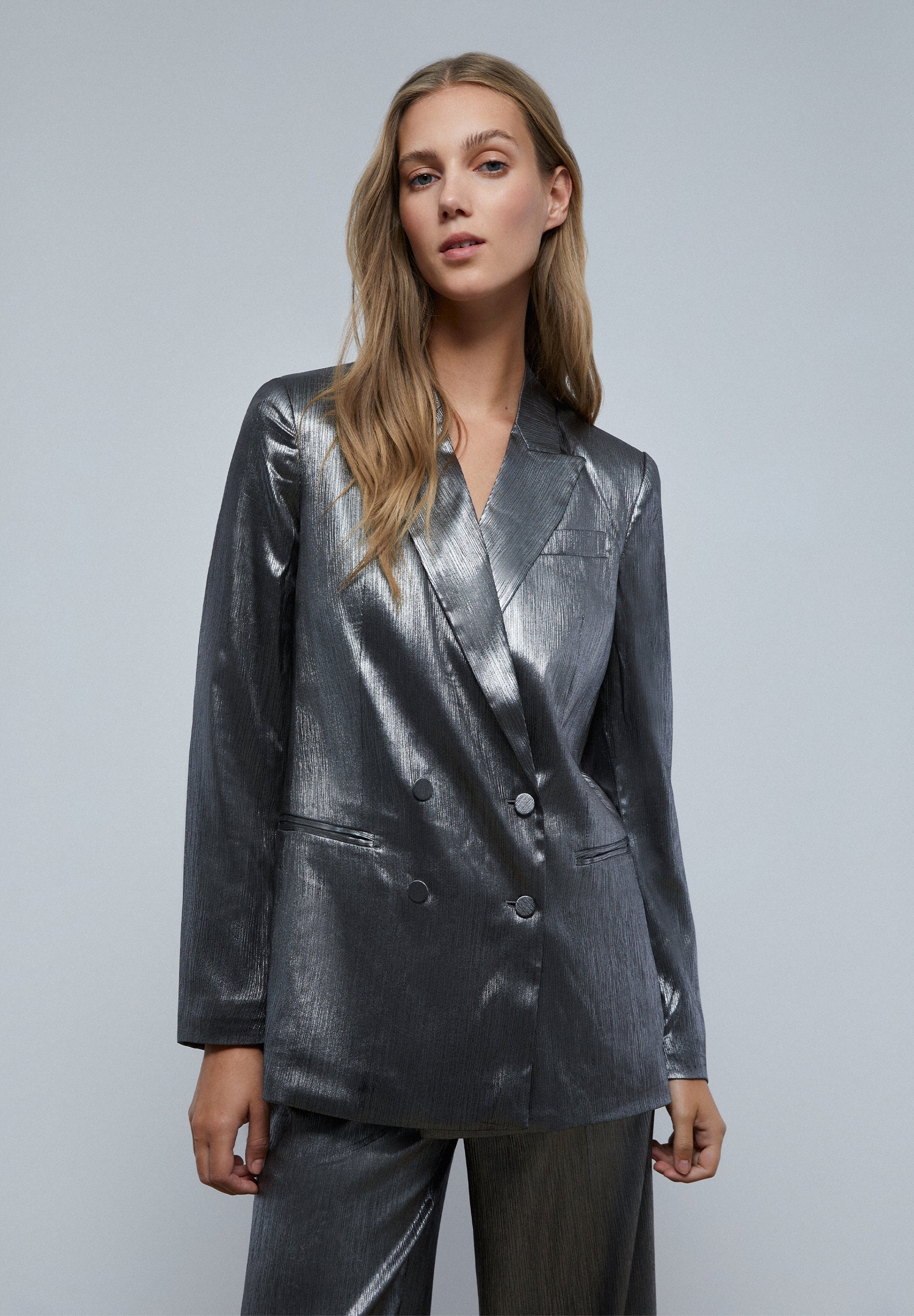 Zara clearance silver blazer