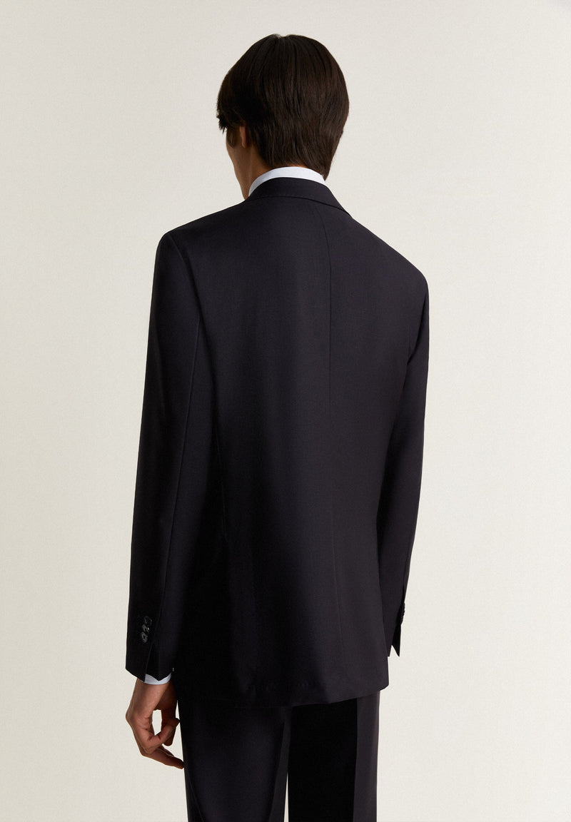NAVY BLUE WOOL TEXTURED SUIT
