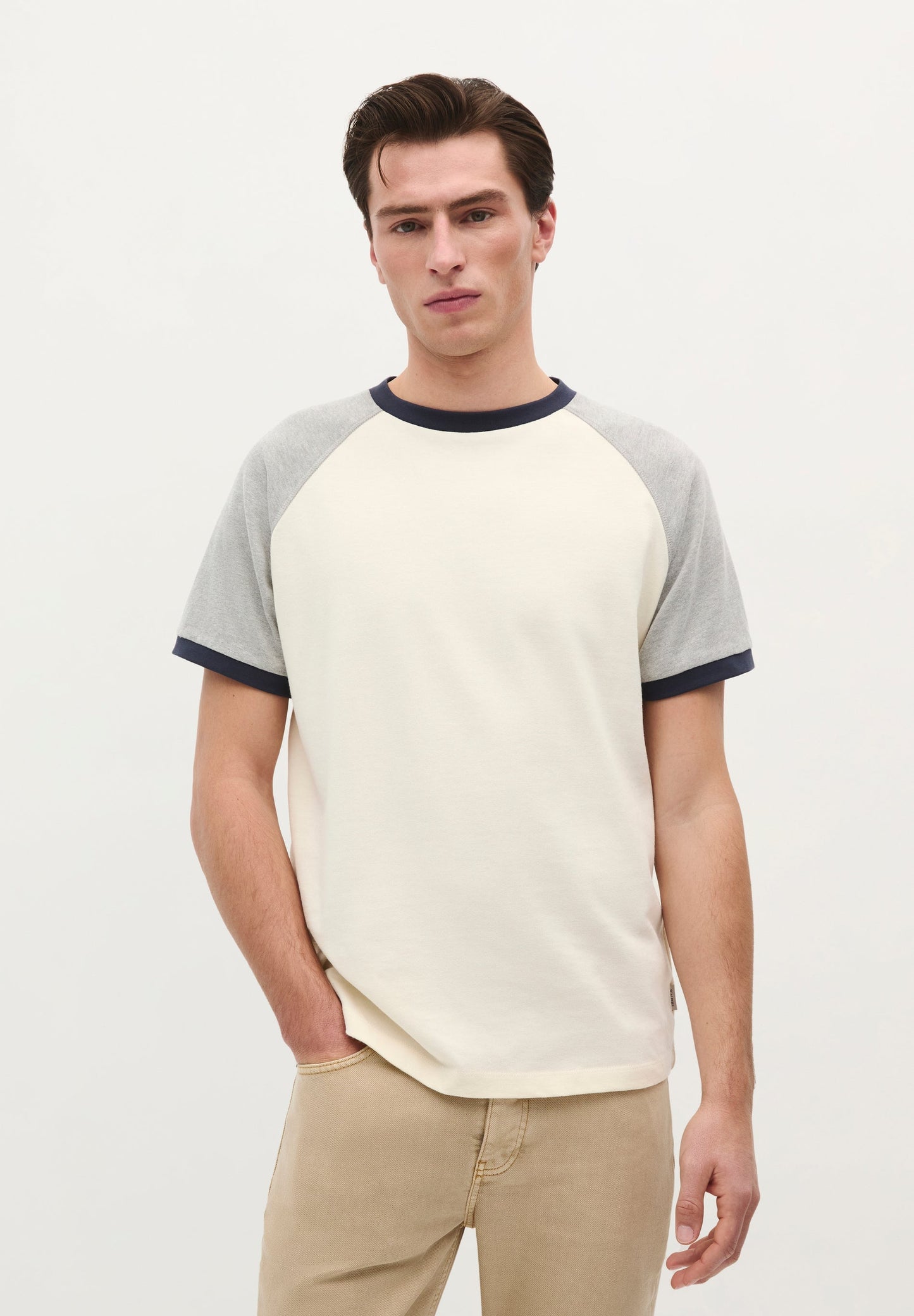 CONTRAST RIBBED T-SHIRT