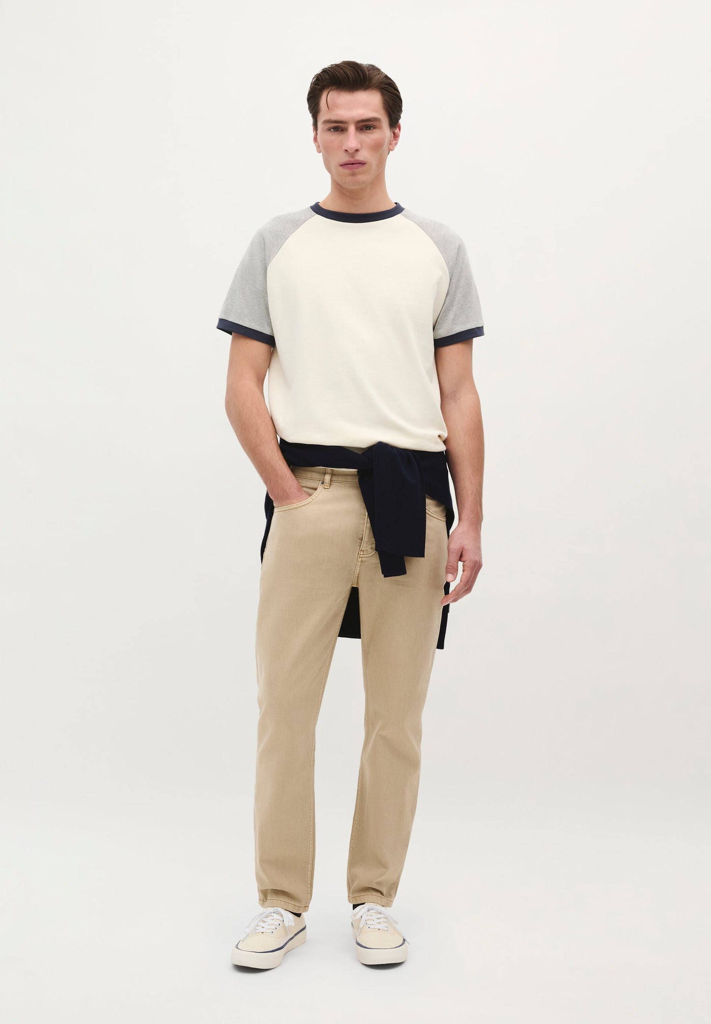 CONTRAST RIBBED T-SHIRT