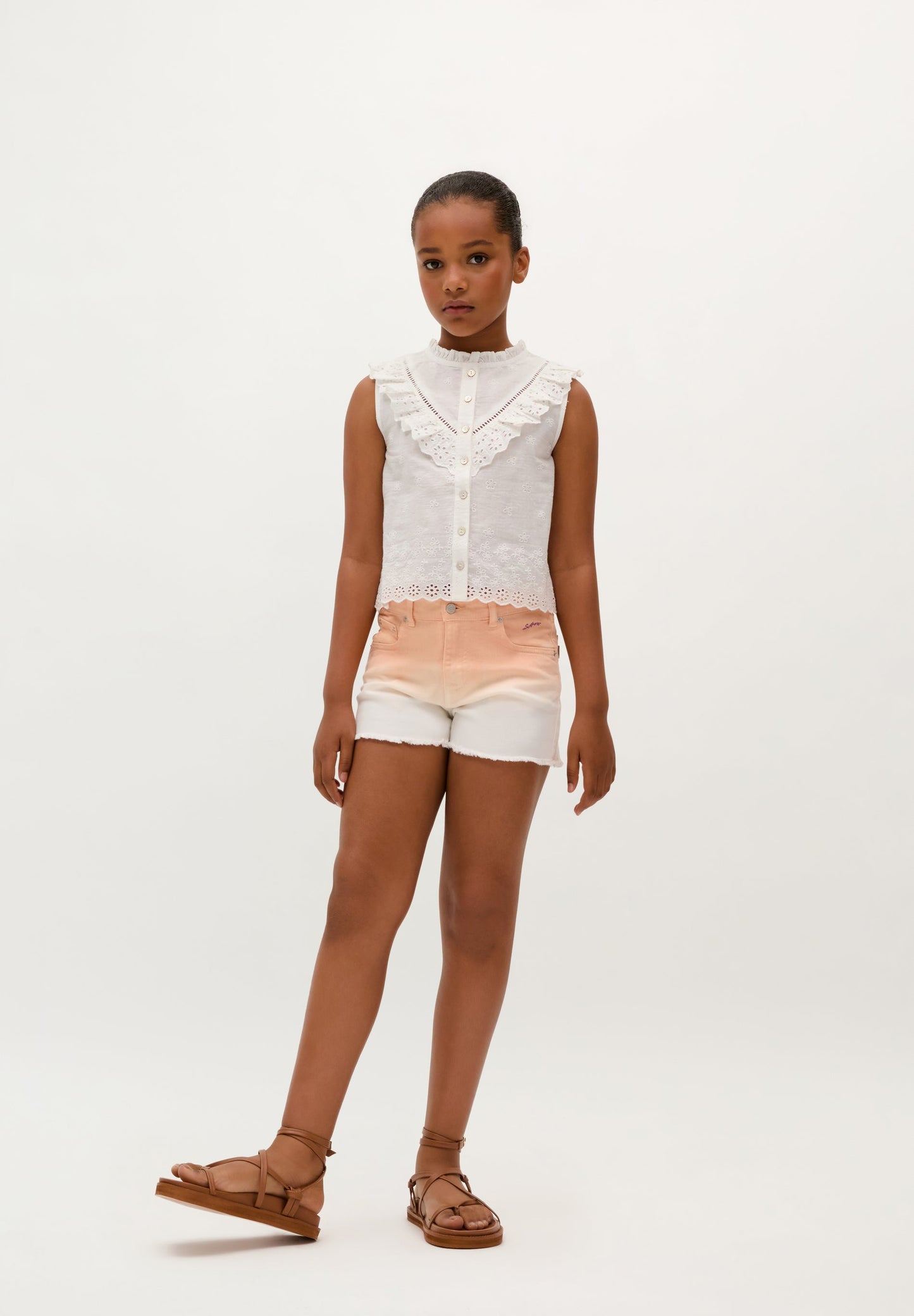 BLOUSE WITH EMBROIDERED RUFFLE DETAIL