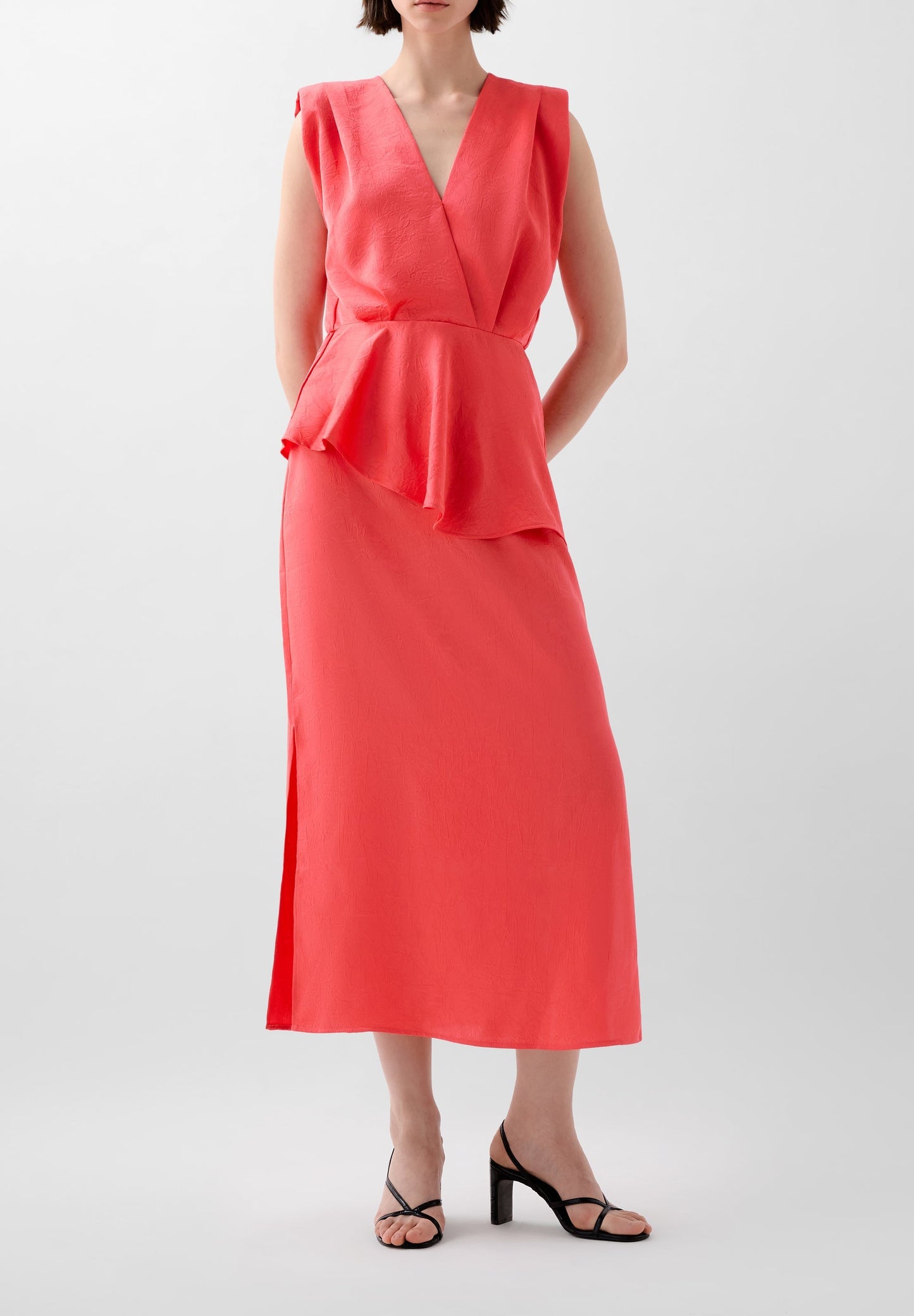 TEXTURED FLOWING MIDI SKIRT