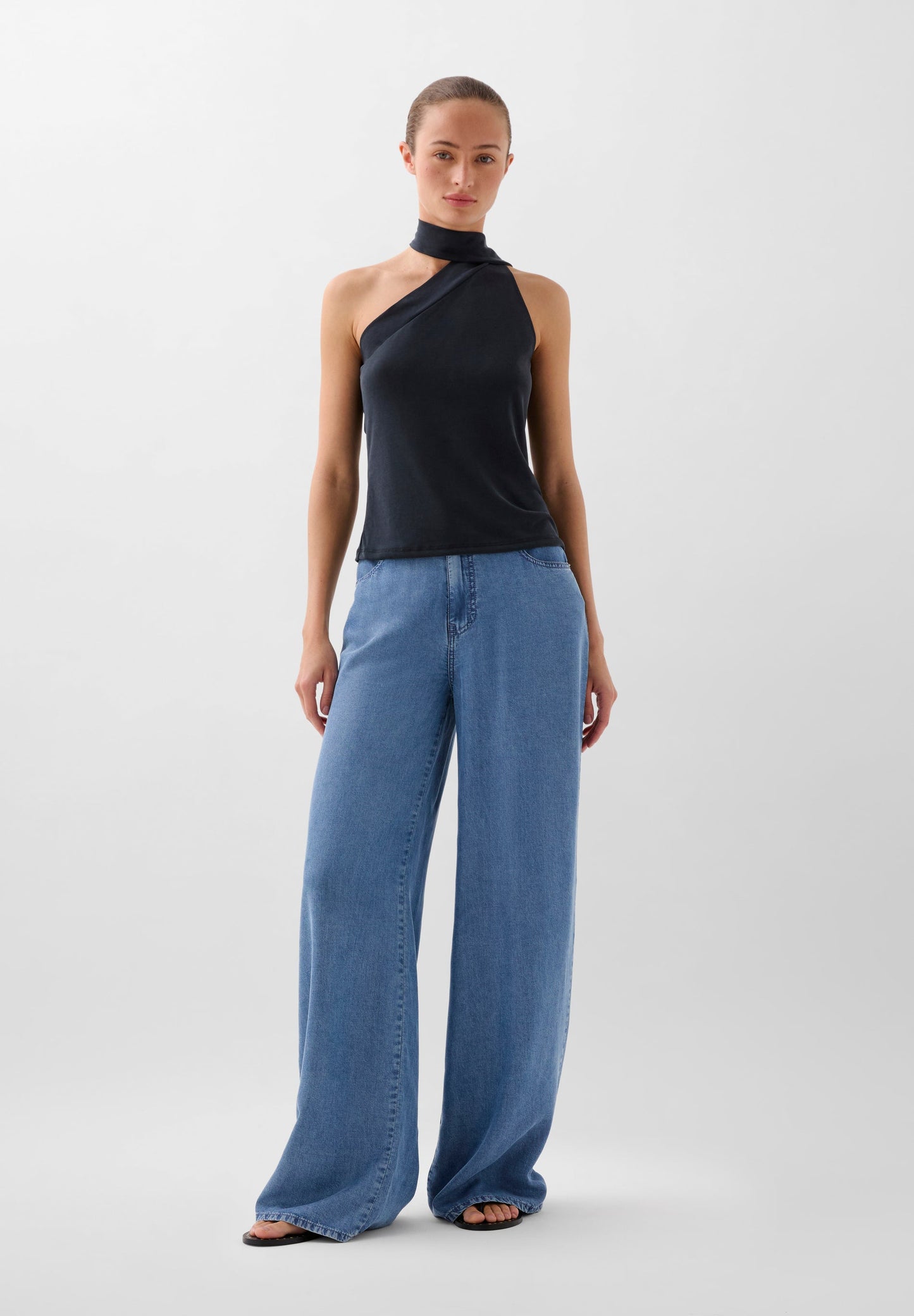 FLOWING DENIM TROUSERS