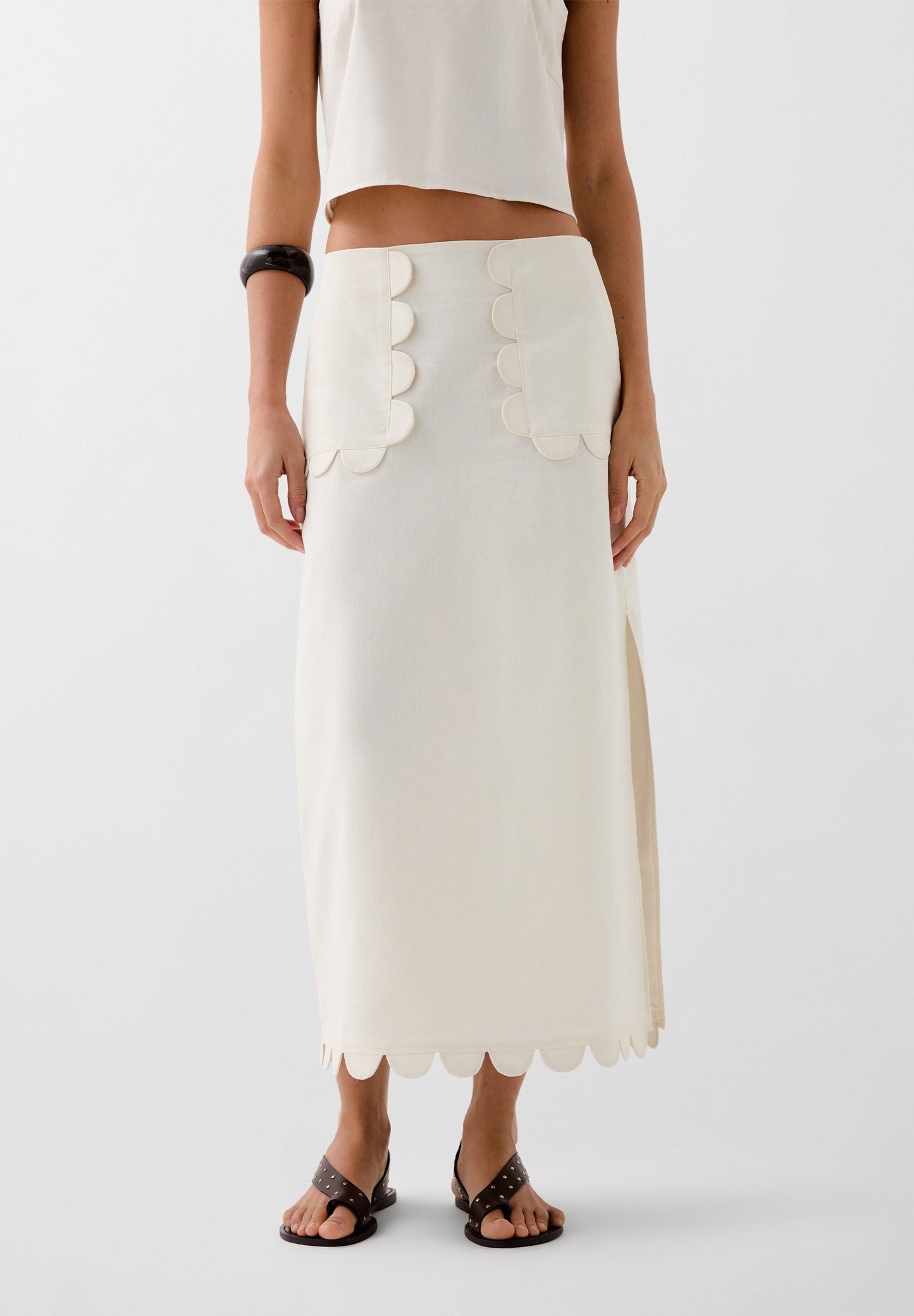 SCLINEN PLAIN MIDI SKIRT
