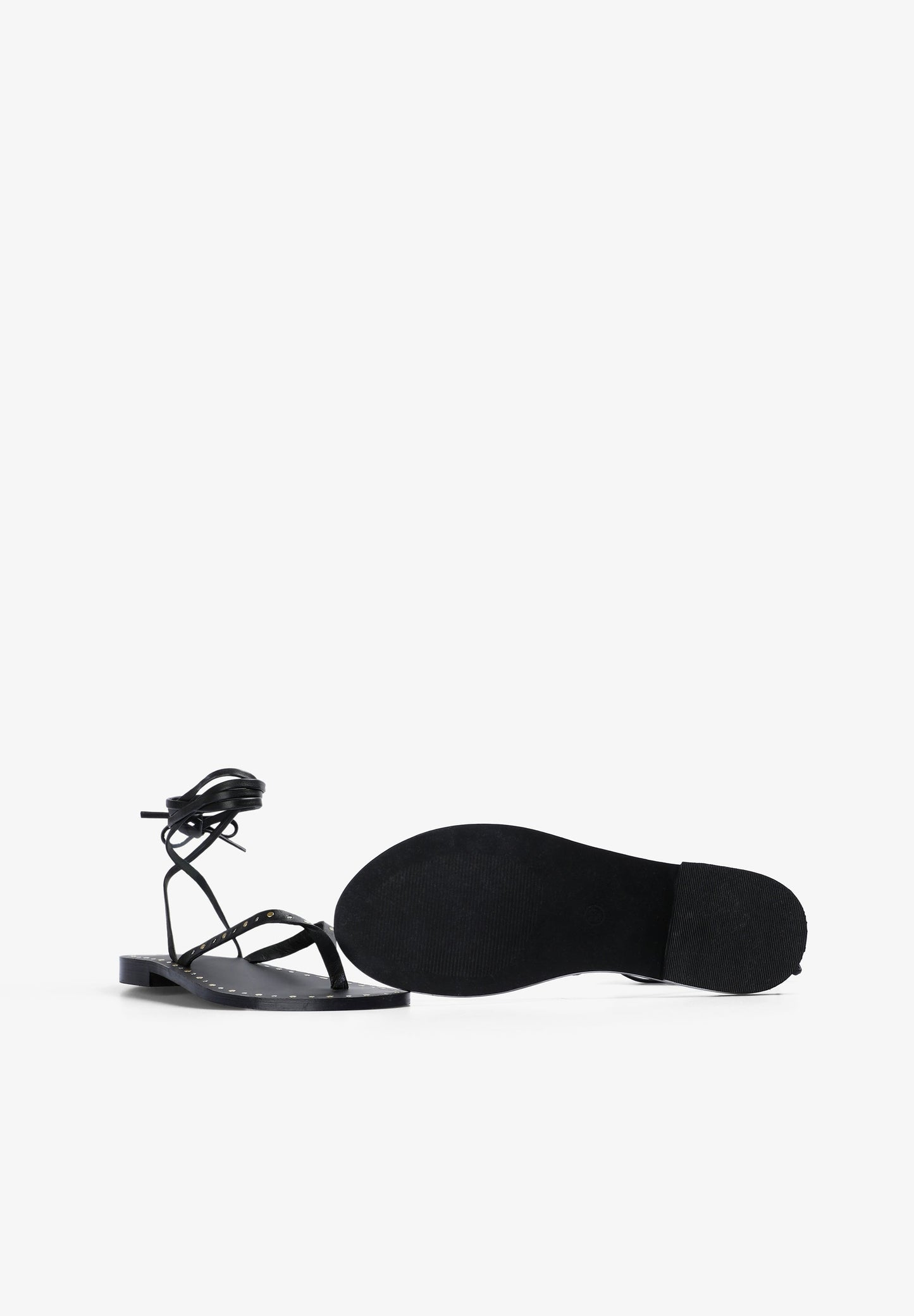 100% LEATHER LACE-UP SANDALS