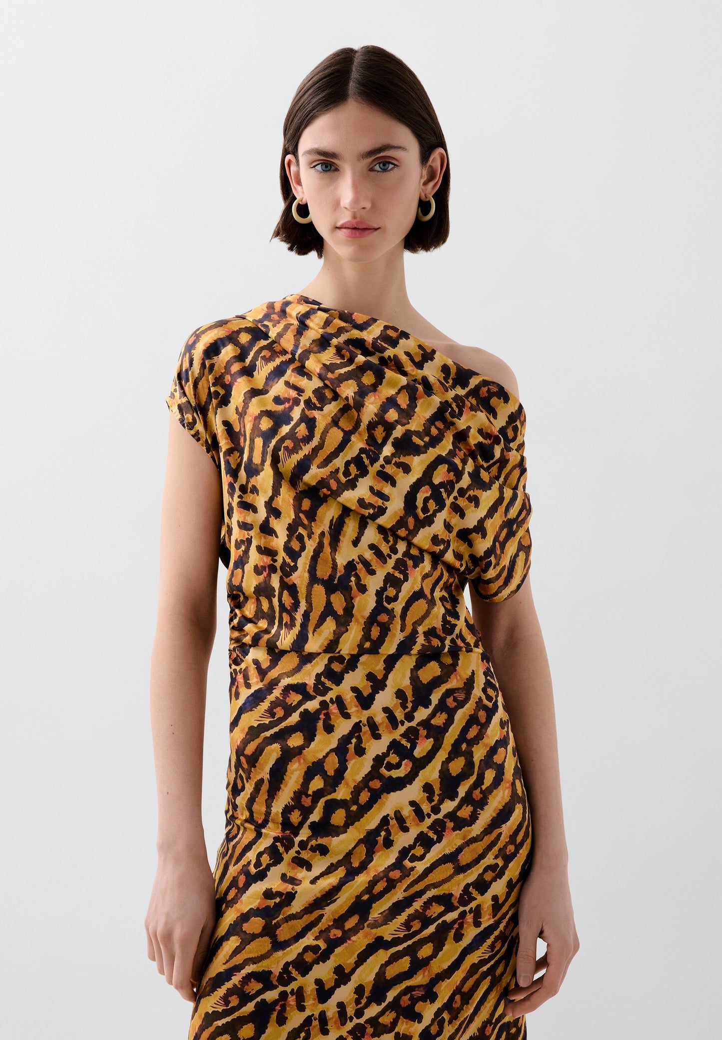 ANIMAL PRINT SATIN DRESS