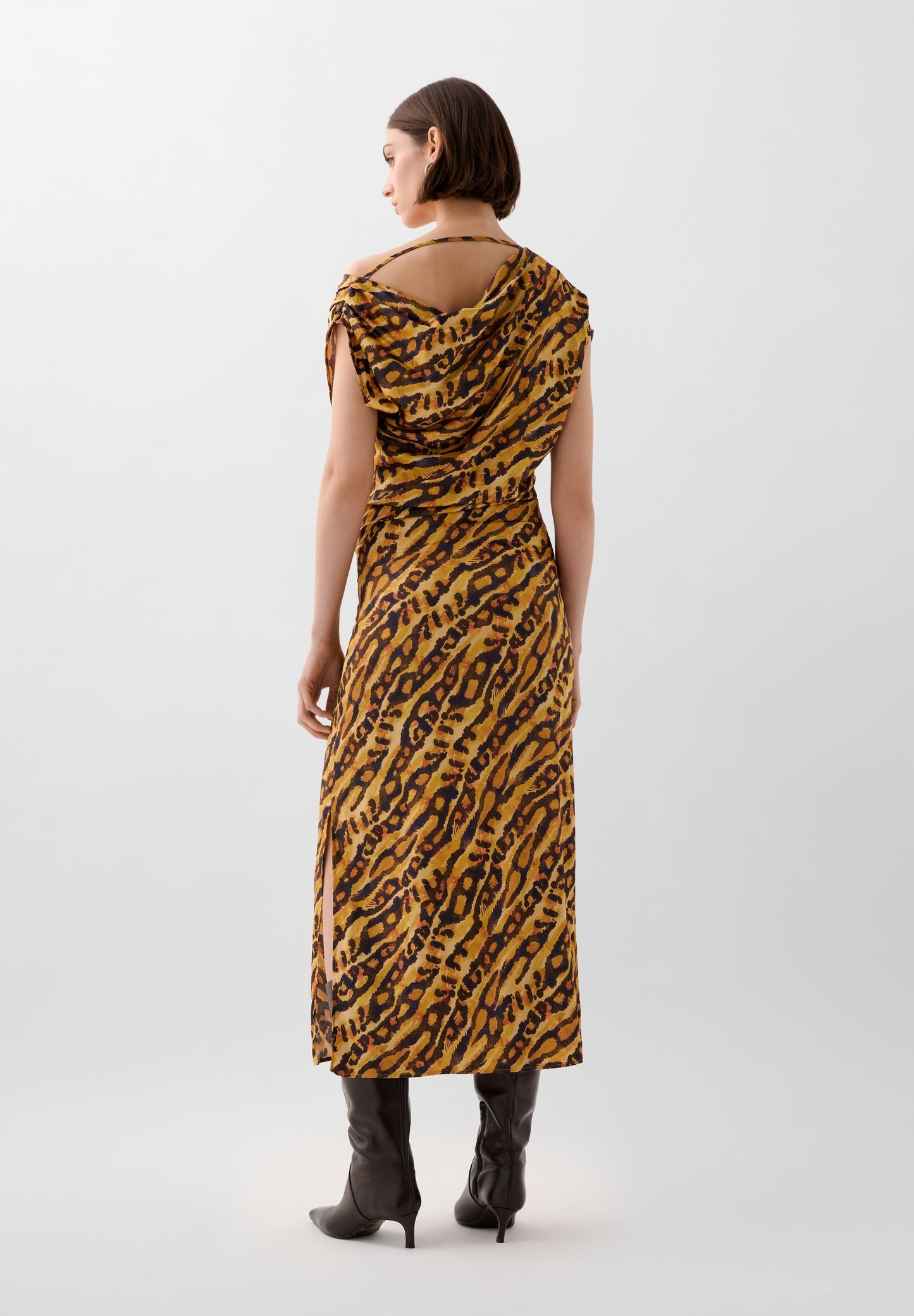ANIMAL PRINT SATIN DRESS