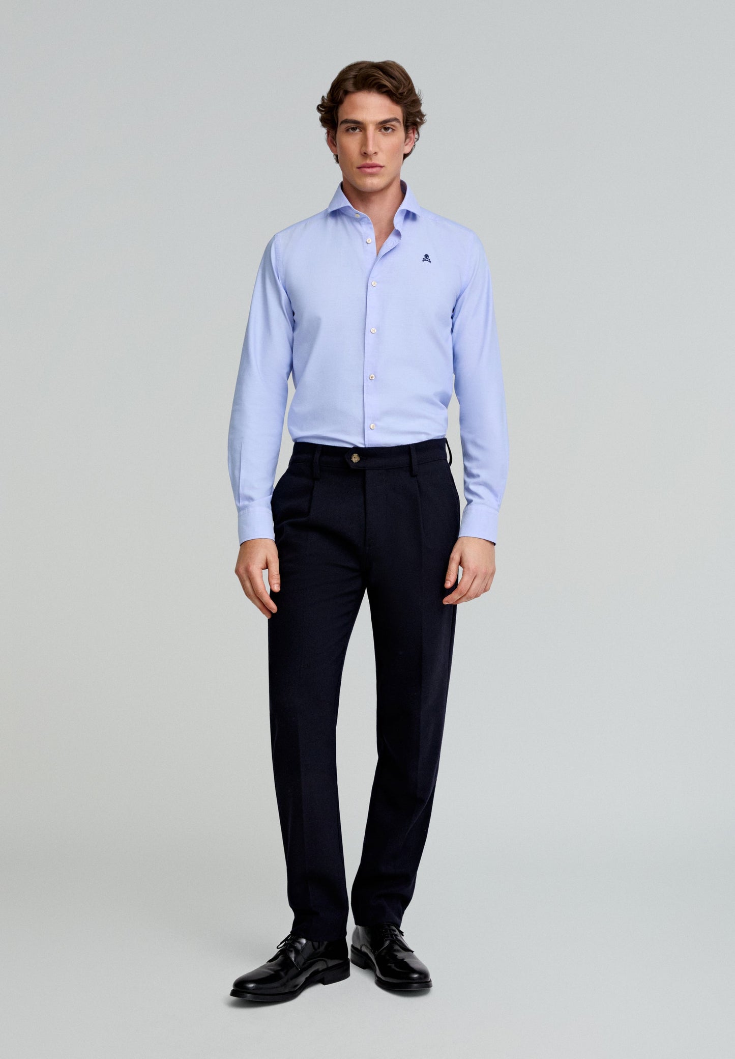 CONTRAST SKULL PLAIN FORMAL SHIRT
