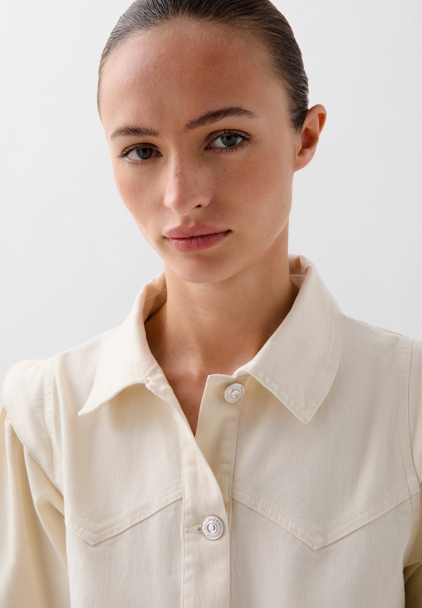 DENIM SHIRT WITH PUFF SLEEVES