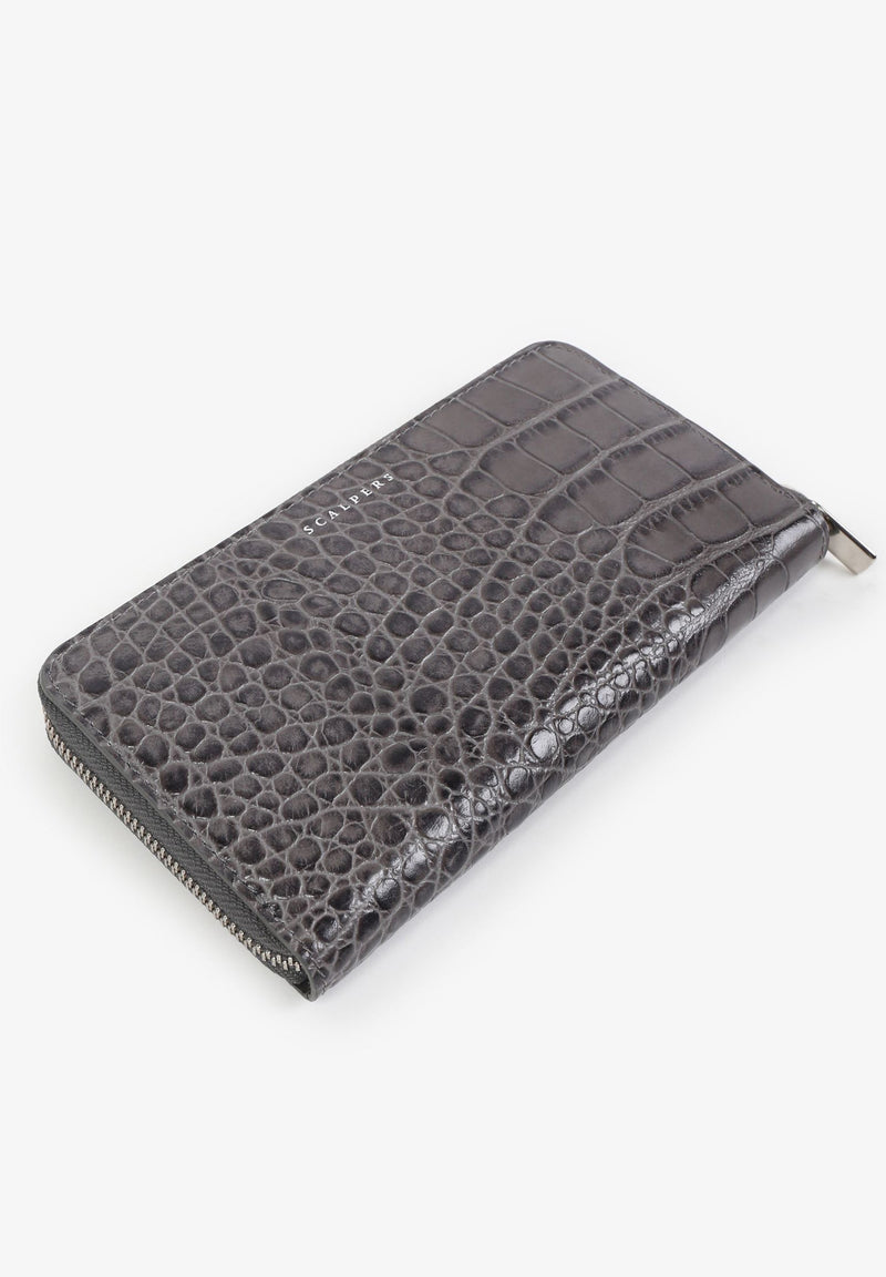 LEATHER WALLET WITH ENGRAVED CROCODILE