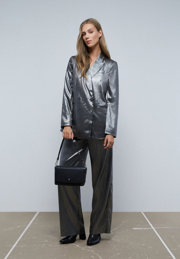 DOUBLE-BREASTED SATIN BLAZER