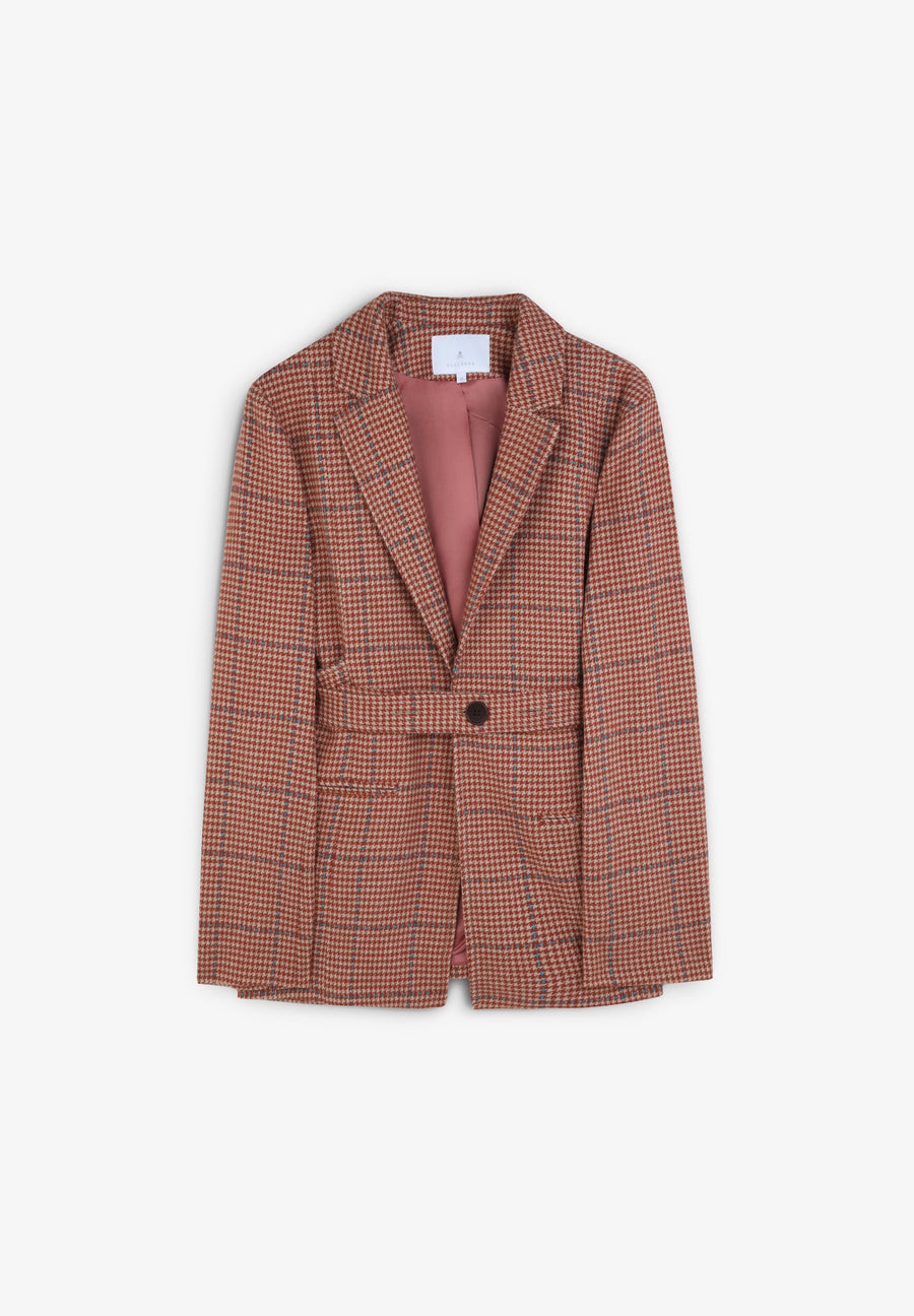 CHECK BLAZER WITH BELT