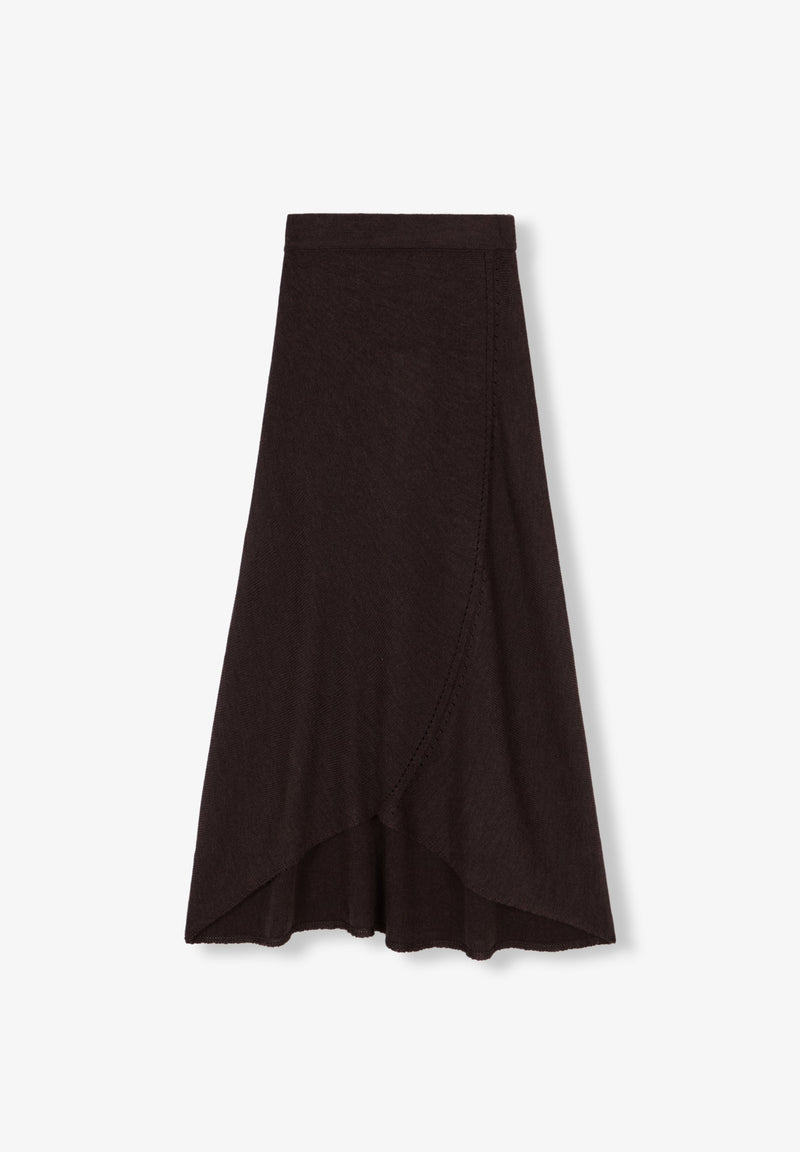 MIDI KNIT SKIRT WITH ASYMMETRIC HEM
