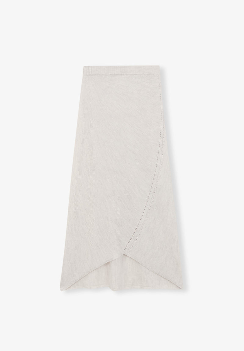 MIDI KNIT SKIRT WITH ASYMMETRIC HEM