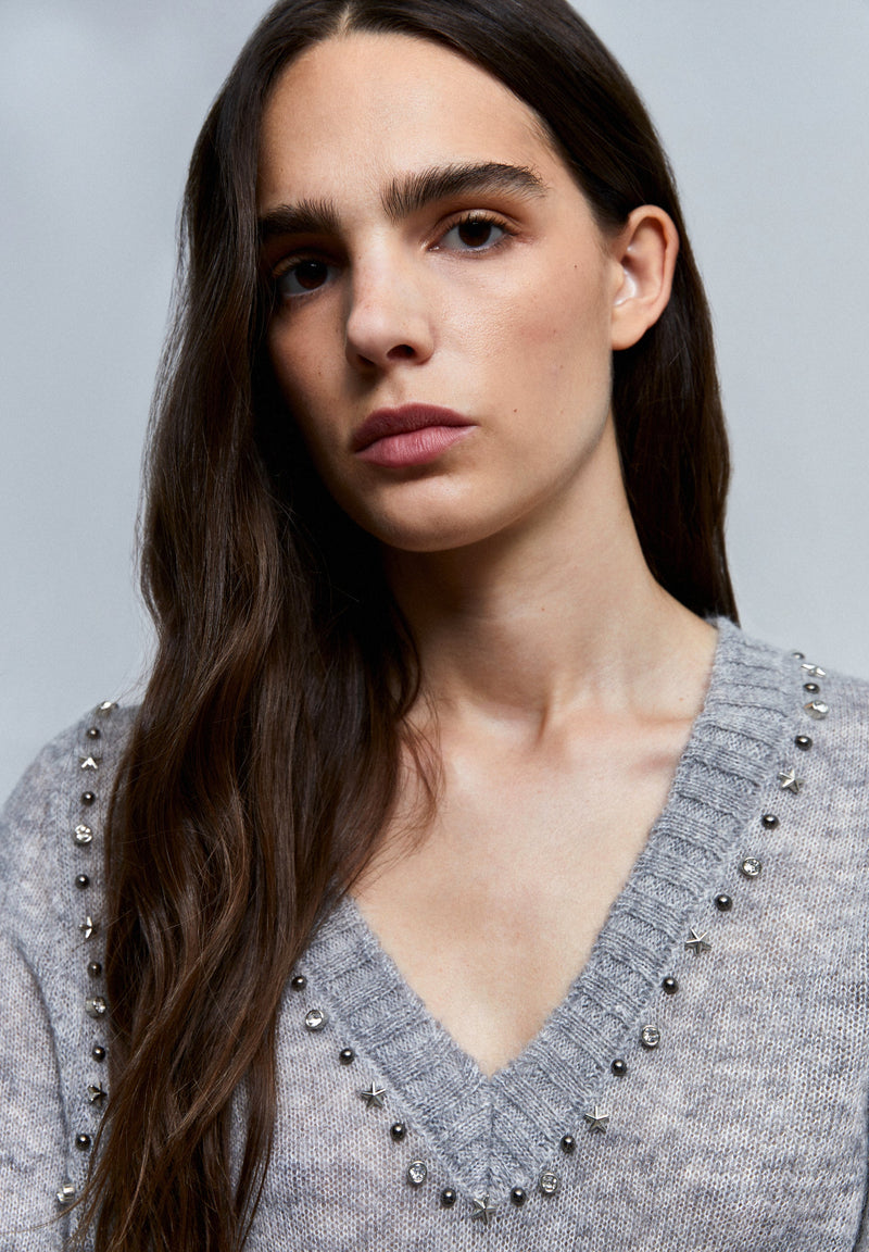 STUD KNIT SWEATER