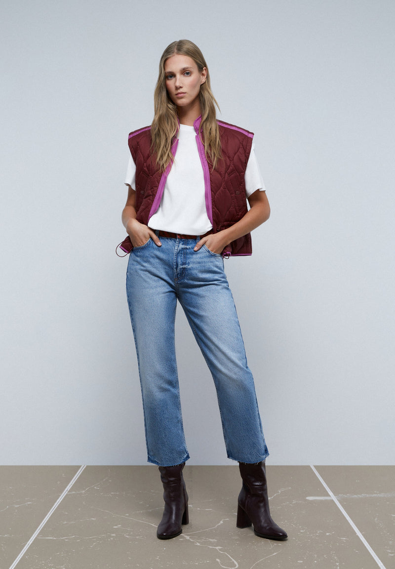 QUILTED WAISTCOAT WITH CONTRAST DETAILS