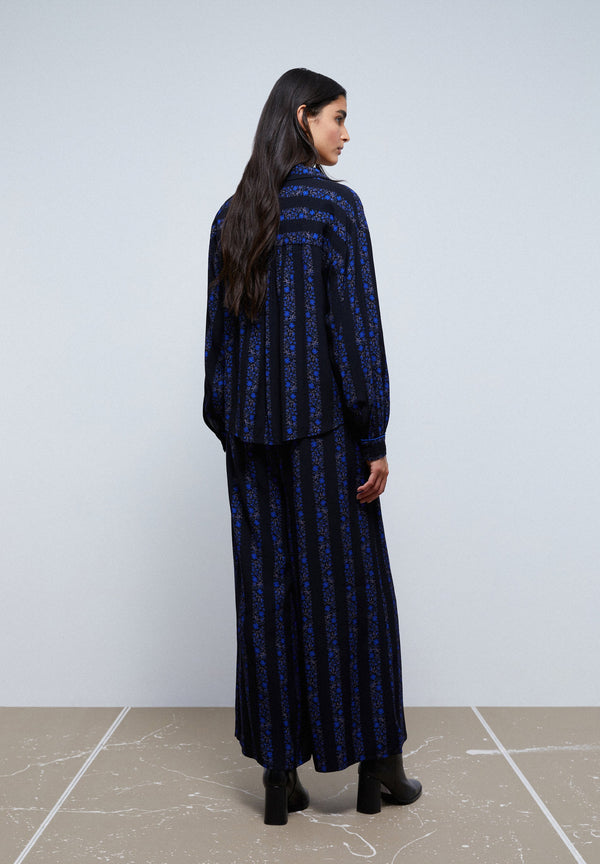 PALAZZO STRIPED FLORAL TROUSERS