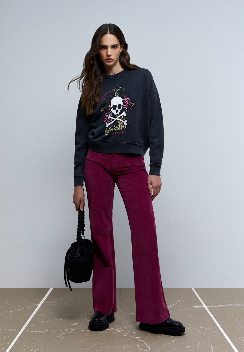 FADED SWEATSHIRT WITH FRONT SKULL