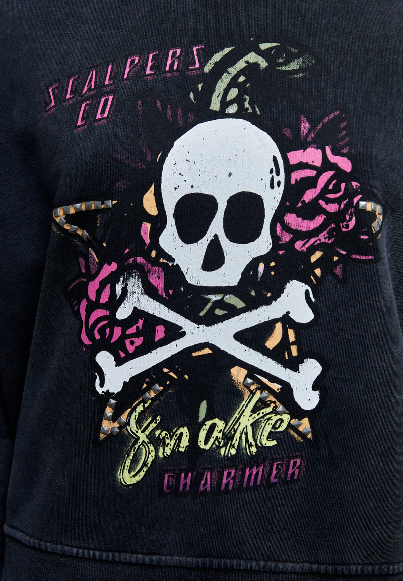 FADED SWEATSHIRT WITH FRONT SKULL