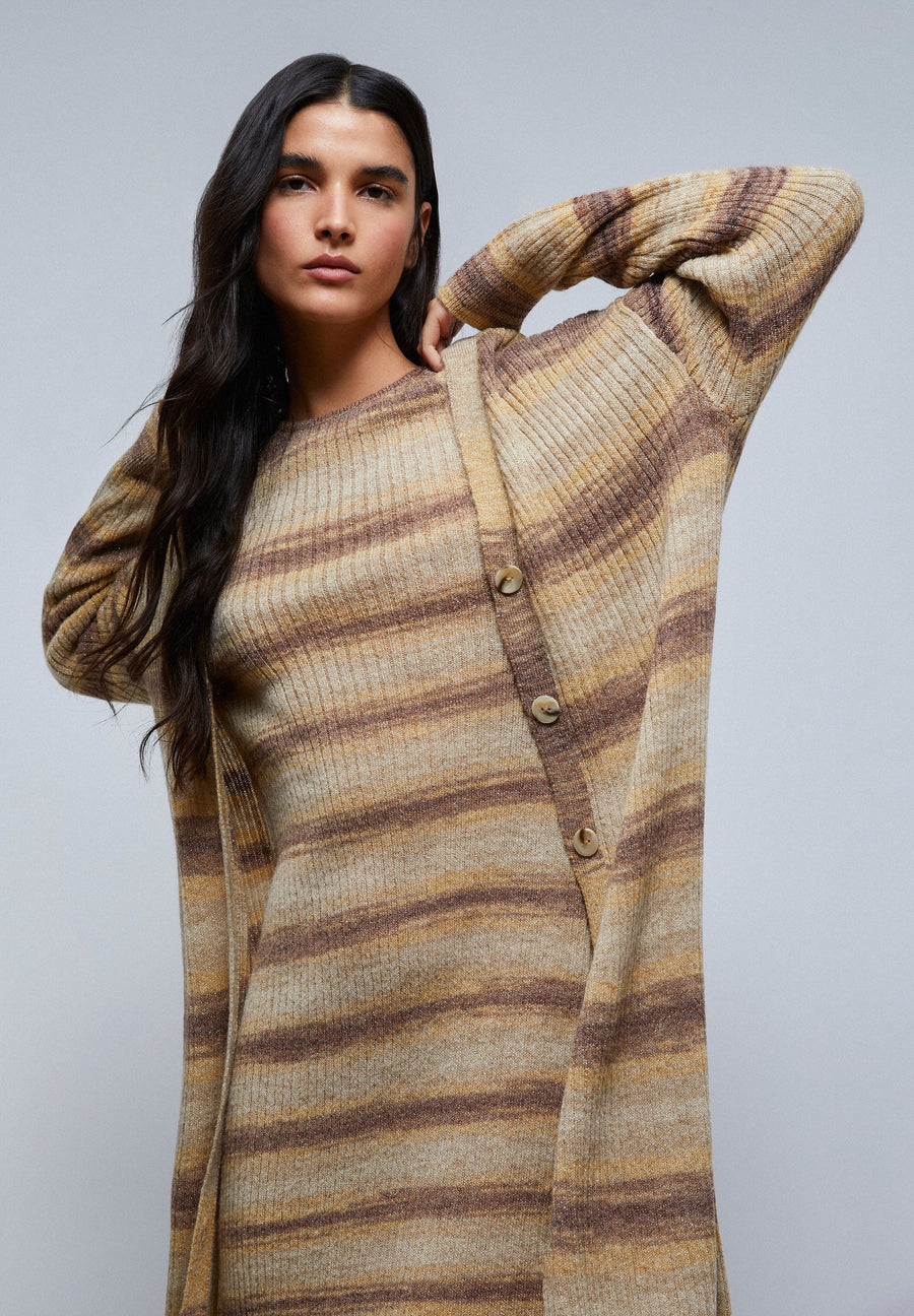 KNITTED MIDI DRESS WITH STRIPES