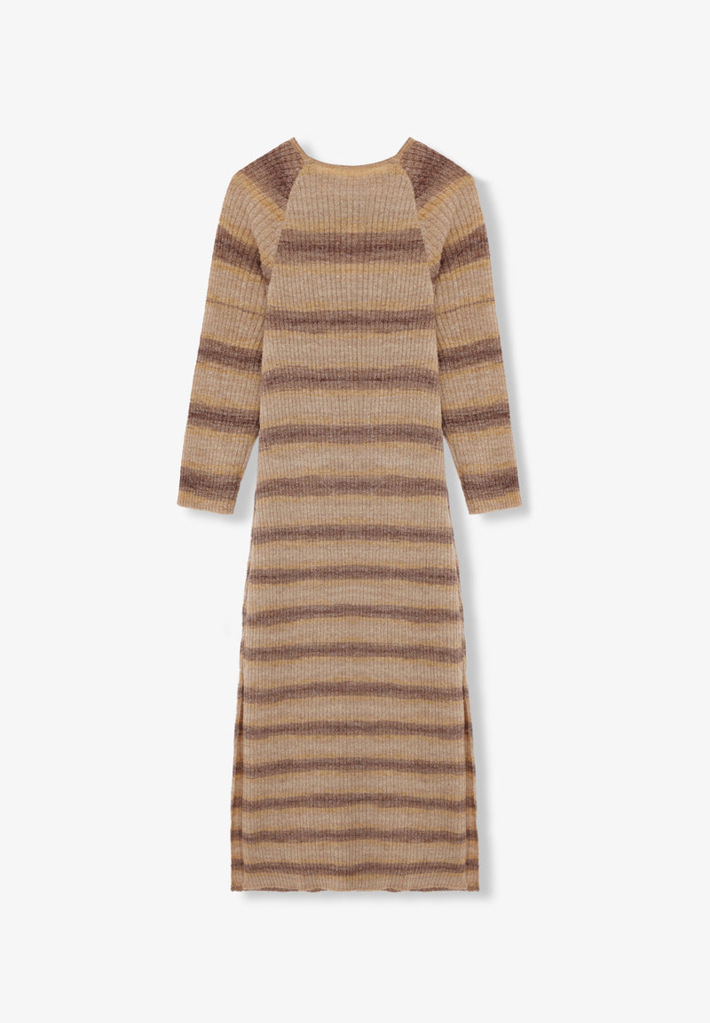 KNITTED MIDI DRESS WITH STRIPES