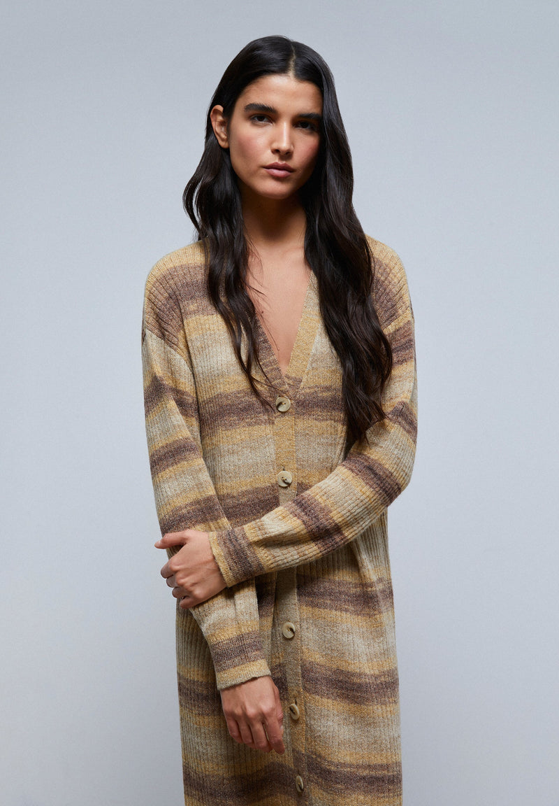 STRIPED KNIT CARDIGAN