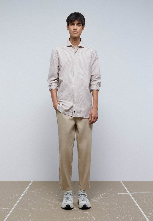 STRIPED SHIRT WITH SKULL AND PLACKET