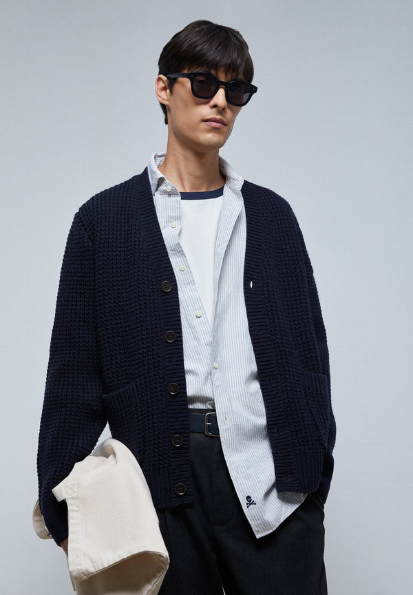 STRIPED SHIRT WITH SKULL AND PLACKET
