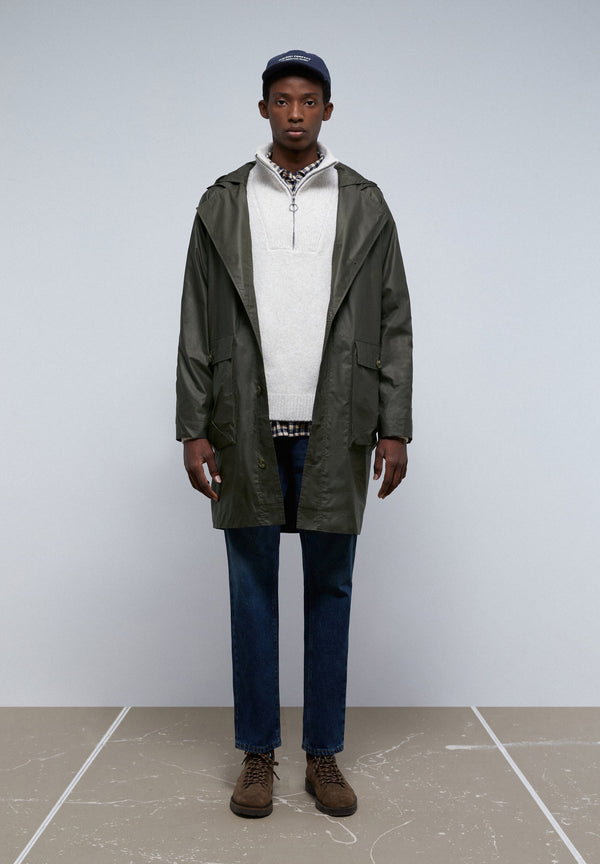 WAXED PARKA WITH COLLAR DETAIL