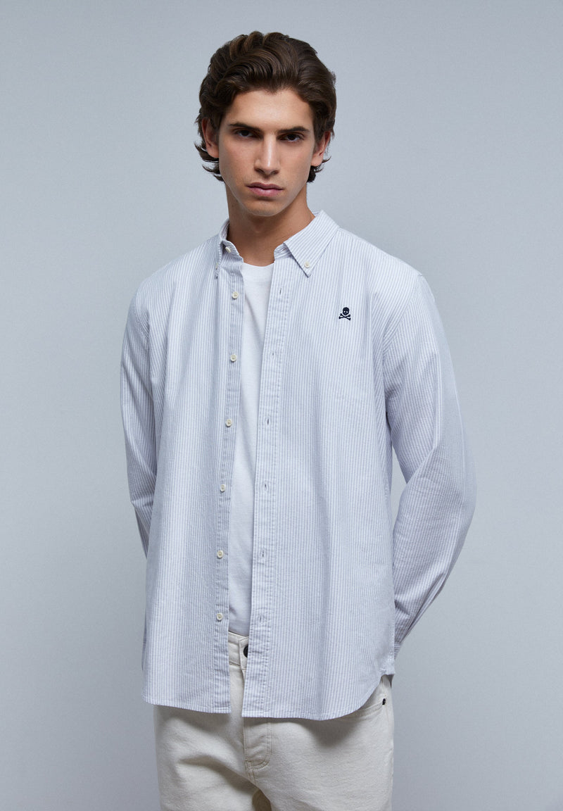 OXFORD SHIRT WITH CONTRAST SKULL PRINT