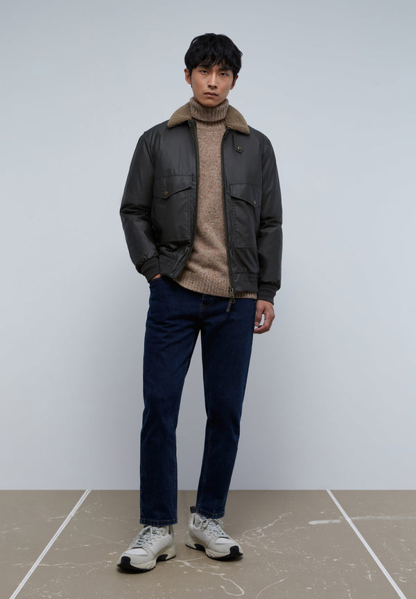 FLECKED SWEATER WITH HIGH COLLAR