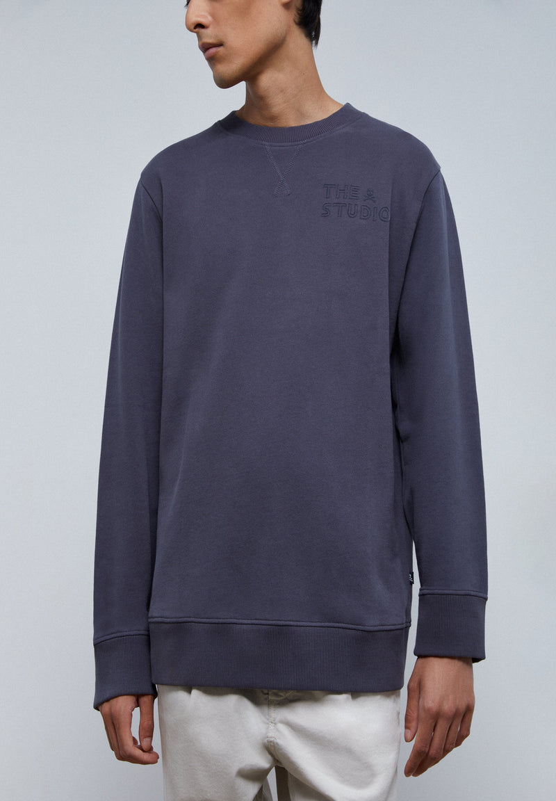 SWEATSHIRT WITH FLOCKED LOGO