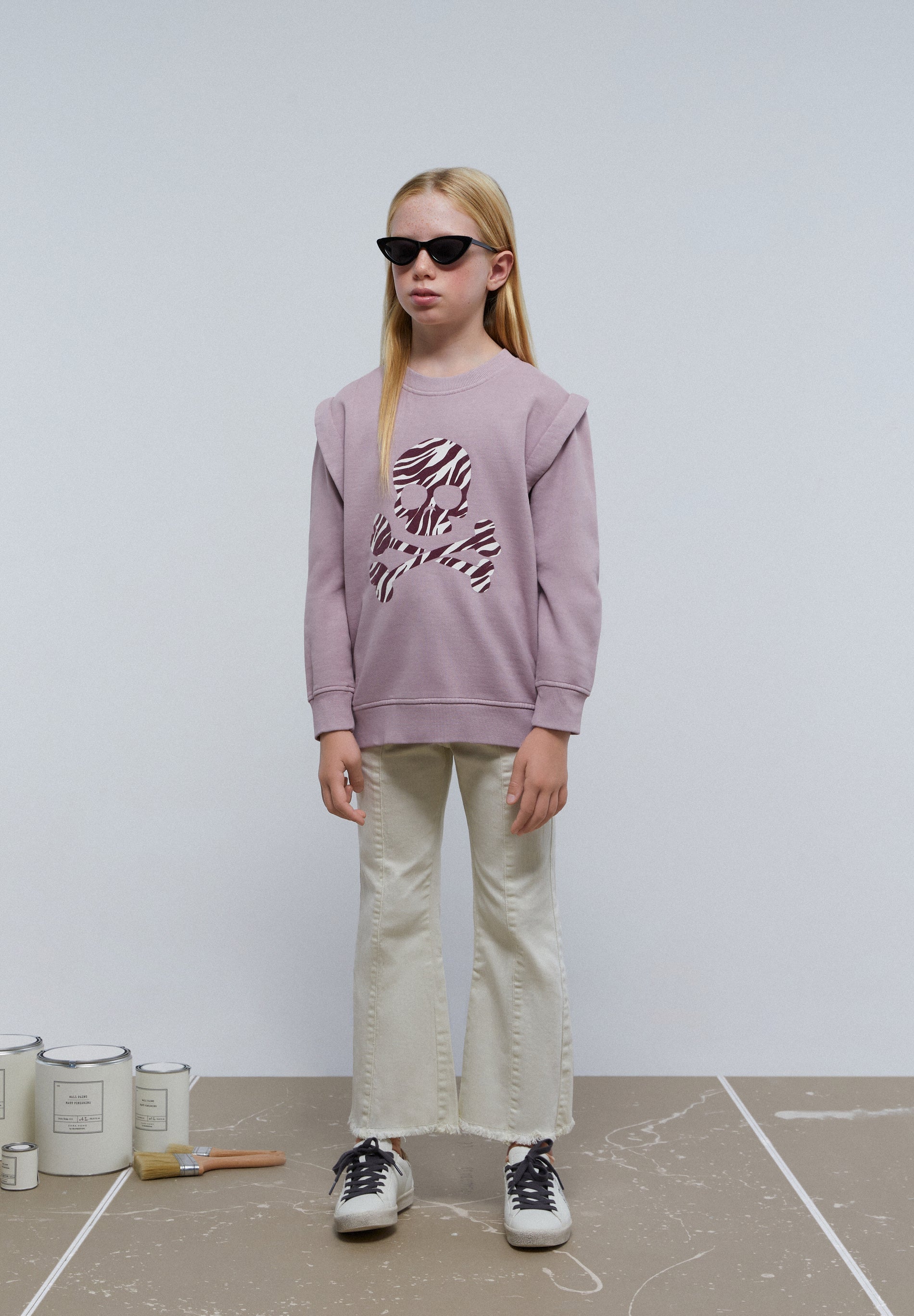 ZEBRA SWEATSHIRT WITH SHOULDER PLEATS