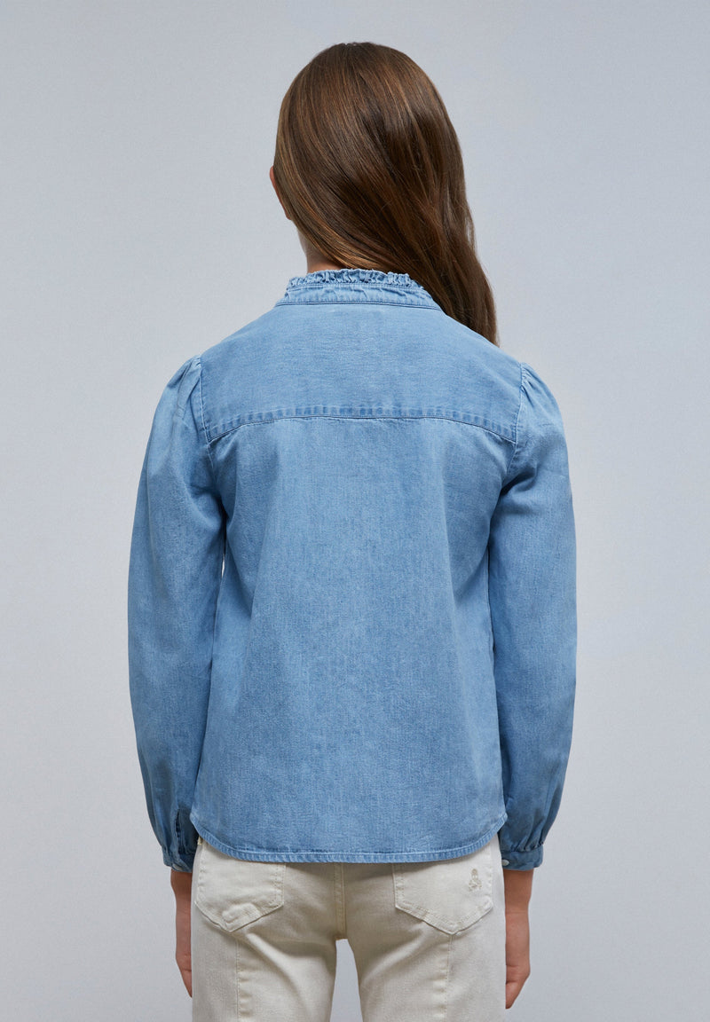 EMBROIDERED DENIM BLOUSE