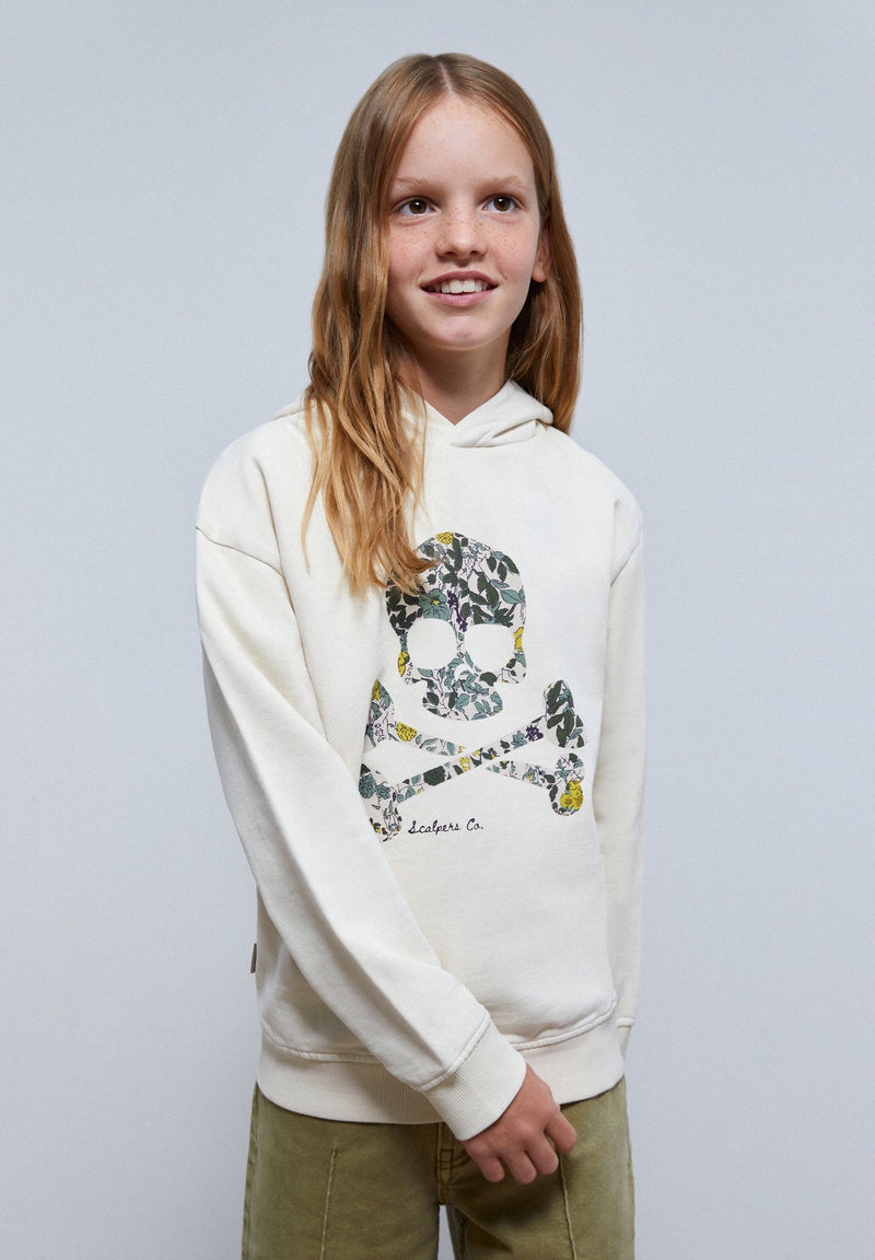 SKULL SWEATSHIRT WITH FLOWERS