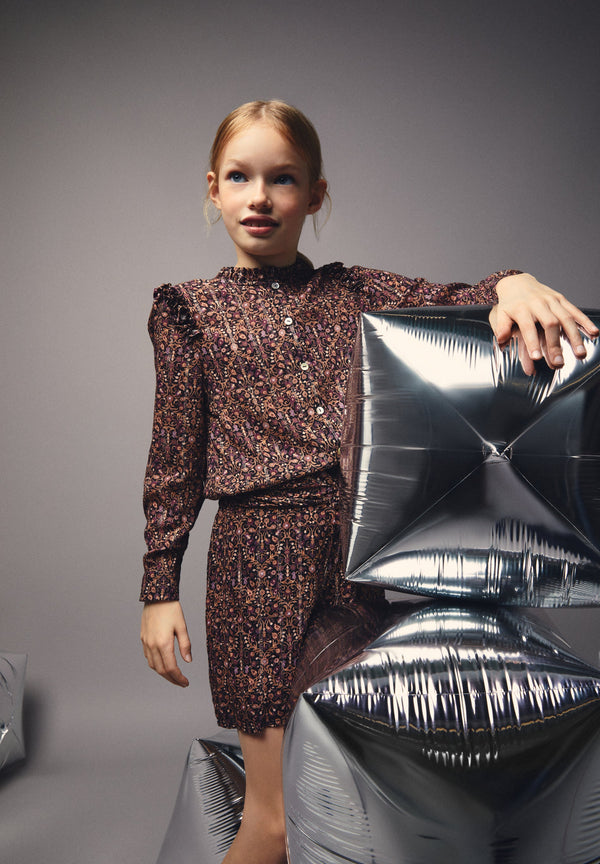PRINT BLOUSE WITH FRILL
