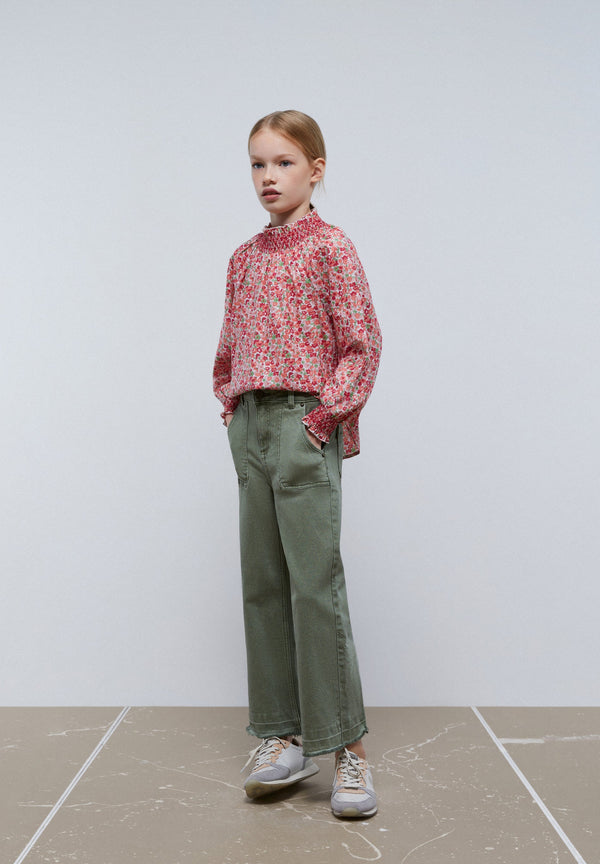 WIDE LEG TROUSERS WITH FRAYED EDGE