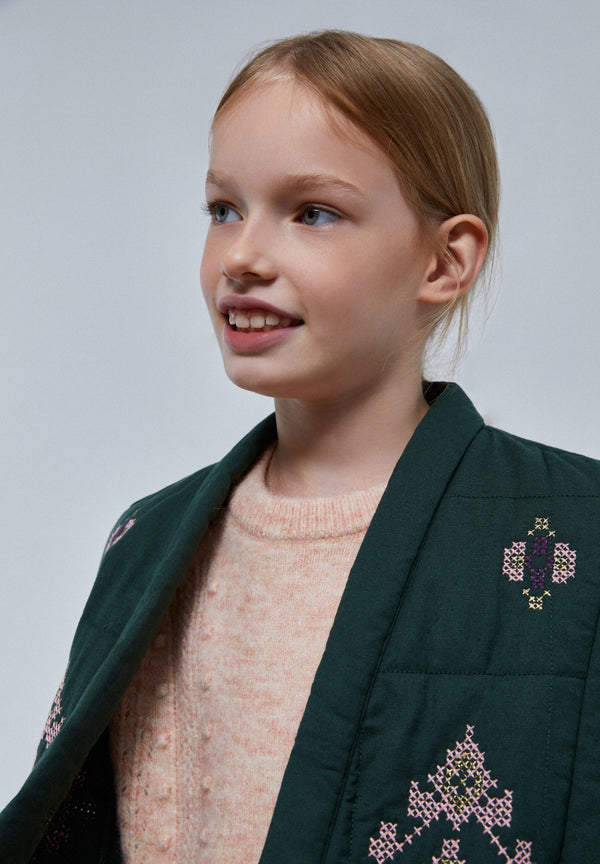 QUILTED WAISTCOAT WITH EMBROIDERED DETAILS