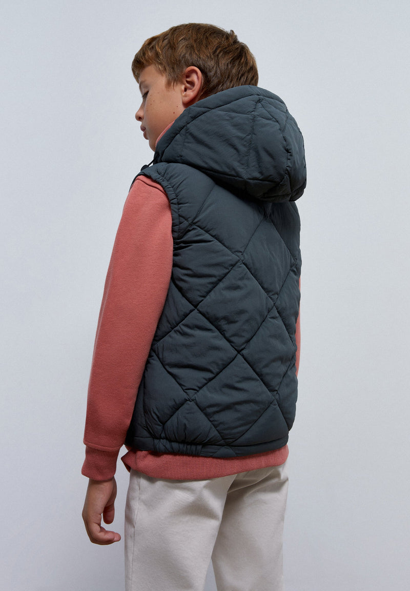 QUILTED GILET WITH HOOD