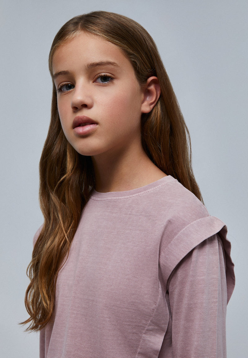 LONG SLEEVE PLEATED T-SHIRT