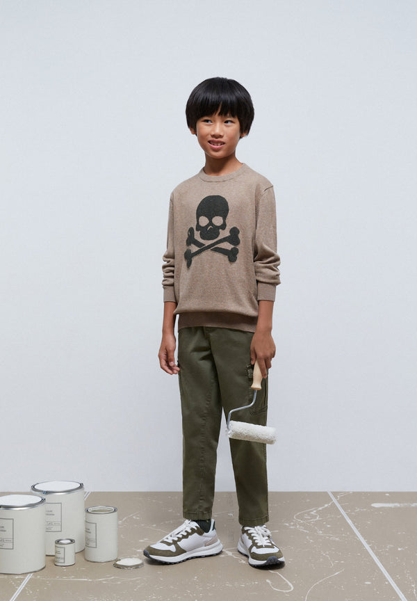 SWEATER WITH CONTRAST SKULL