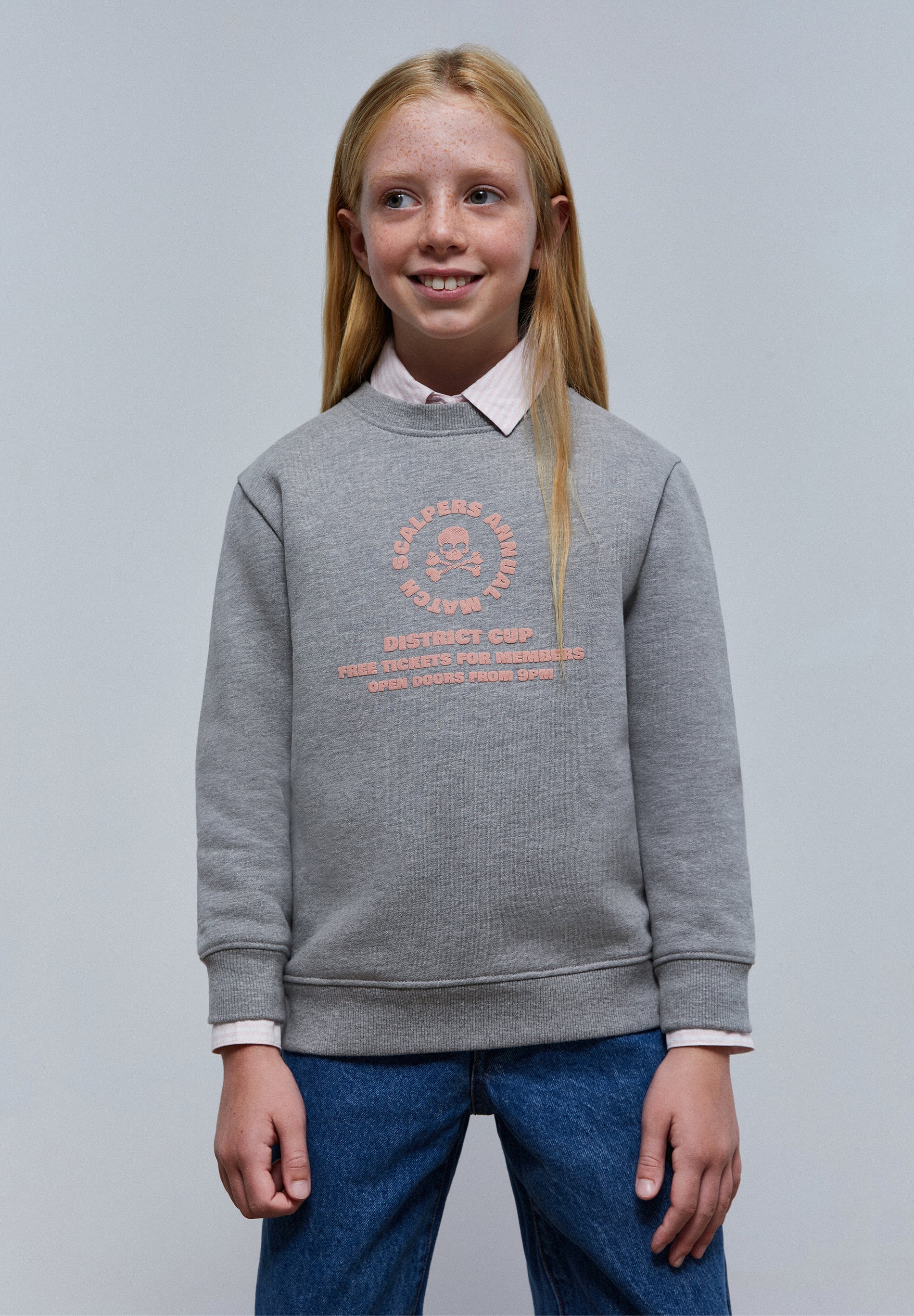SWEATSHIRT WITH EMBOSSED FRONT PRINT