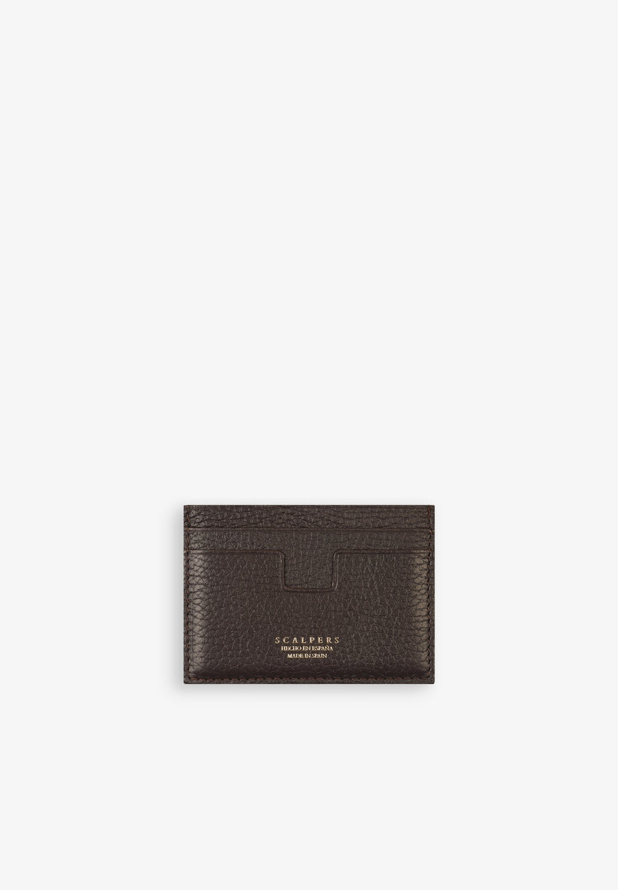 CONTRAST EMBOSSED LEATHER CARD HOLDER