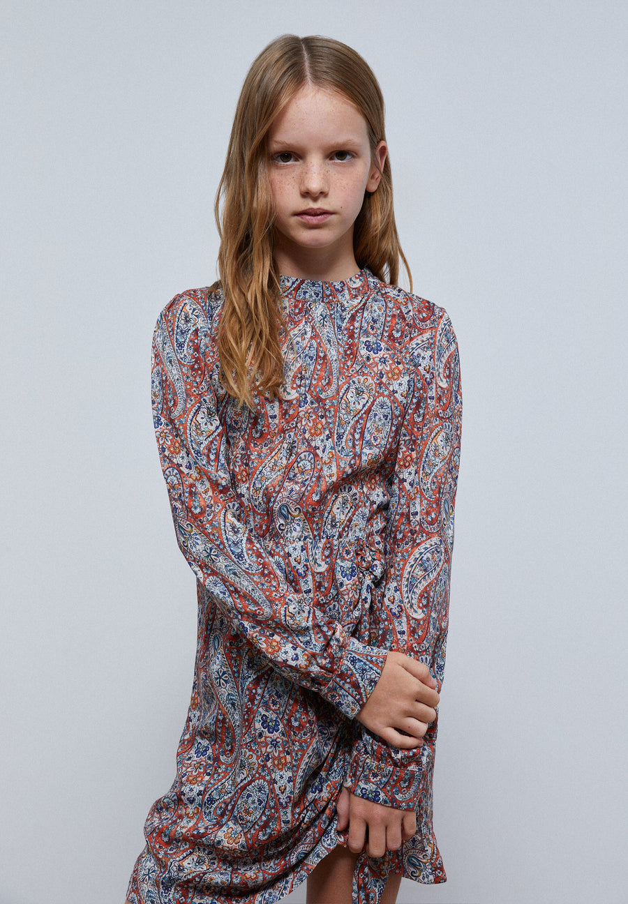 PAISLEY DRESS WITH BOW