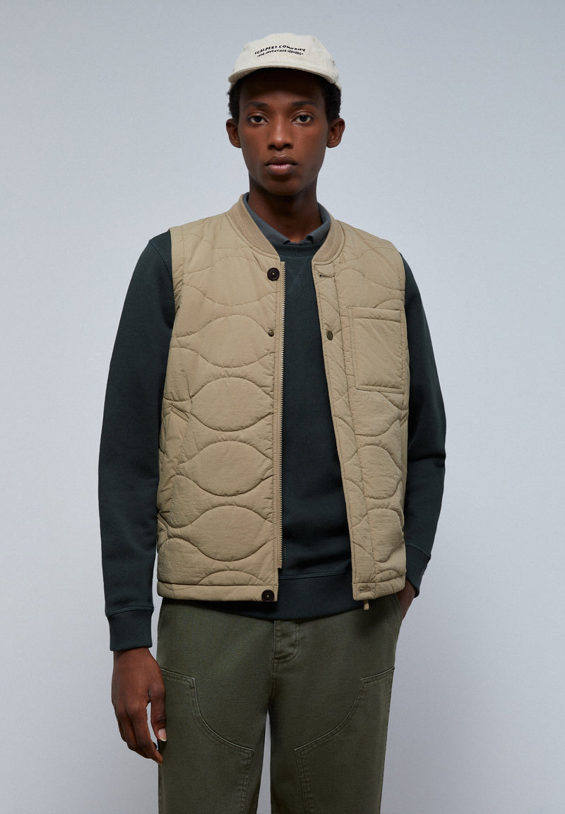 PUFFER VEST WITH RIBBED COLLAR