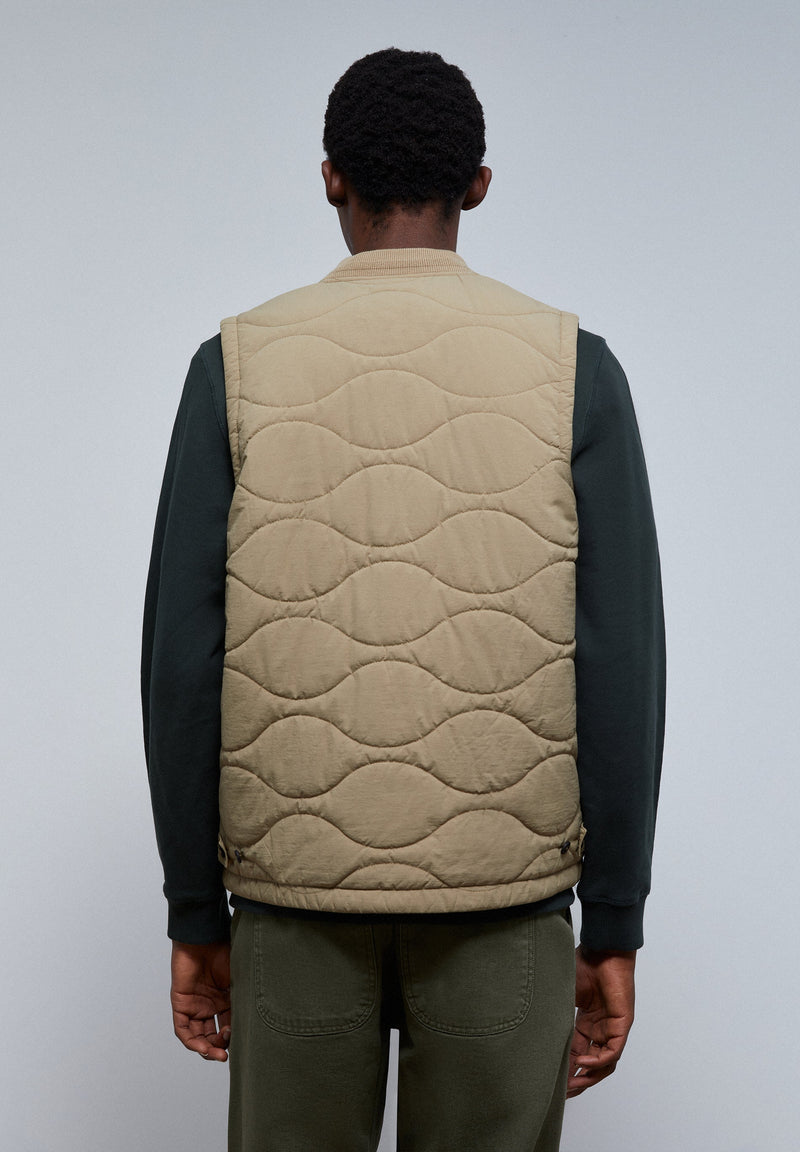 PUFFER VEST WITH RIBBED COLLAR