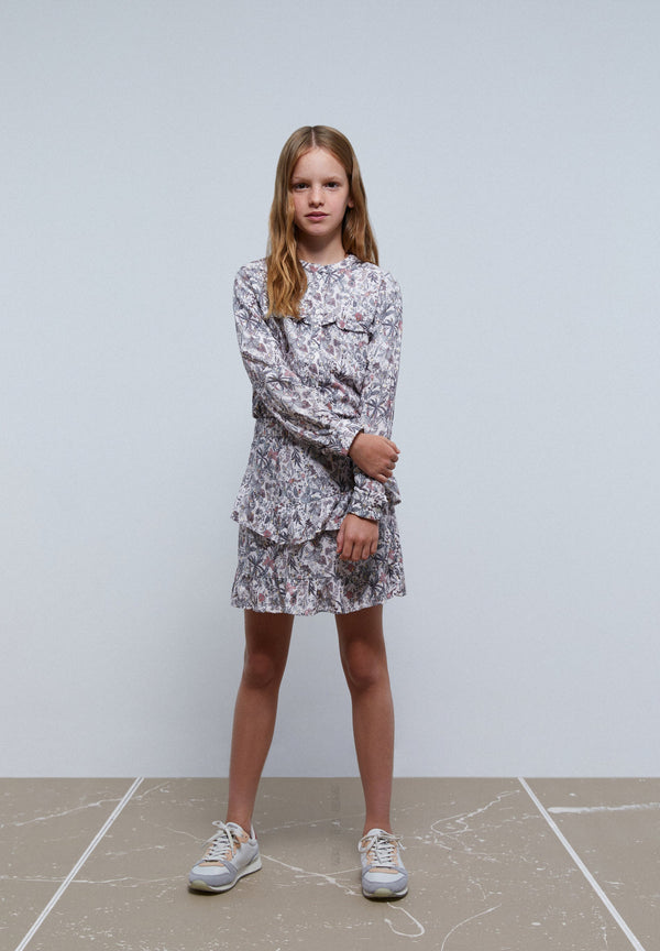 FLORAL SKIRT WITH RUFFLES
