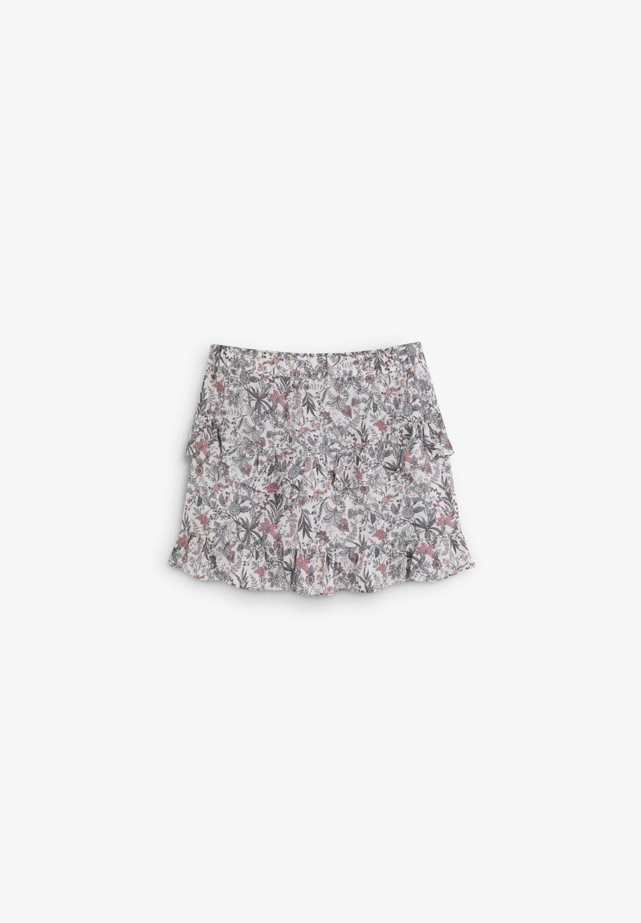 FLORAL SKIRT WITH RUFFLES