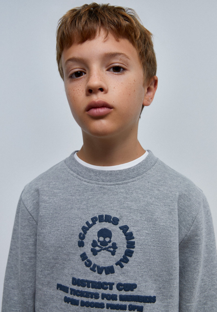 SWEATSHIRT WITH EMBOSSED FRONT PRINT