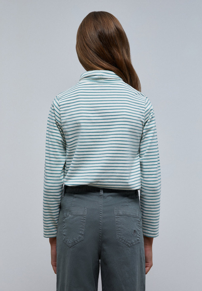 STRIPE HIGH NECK T-SHIRT